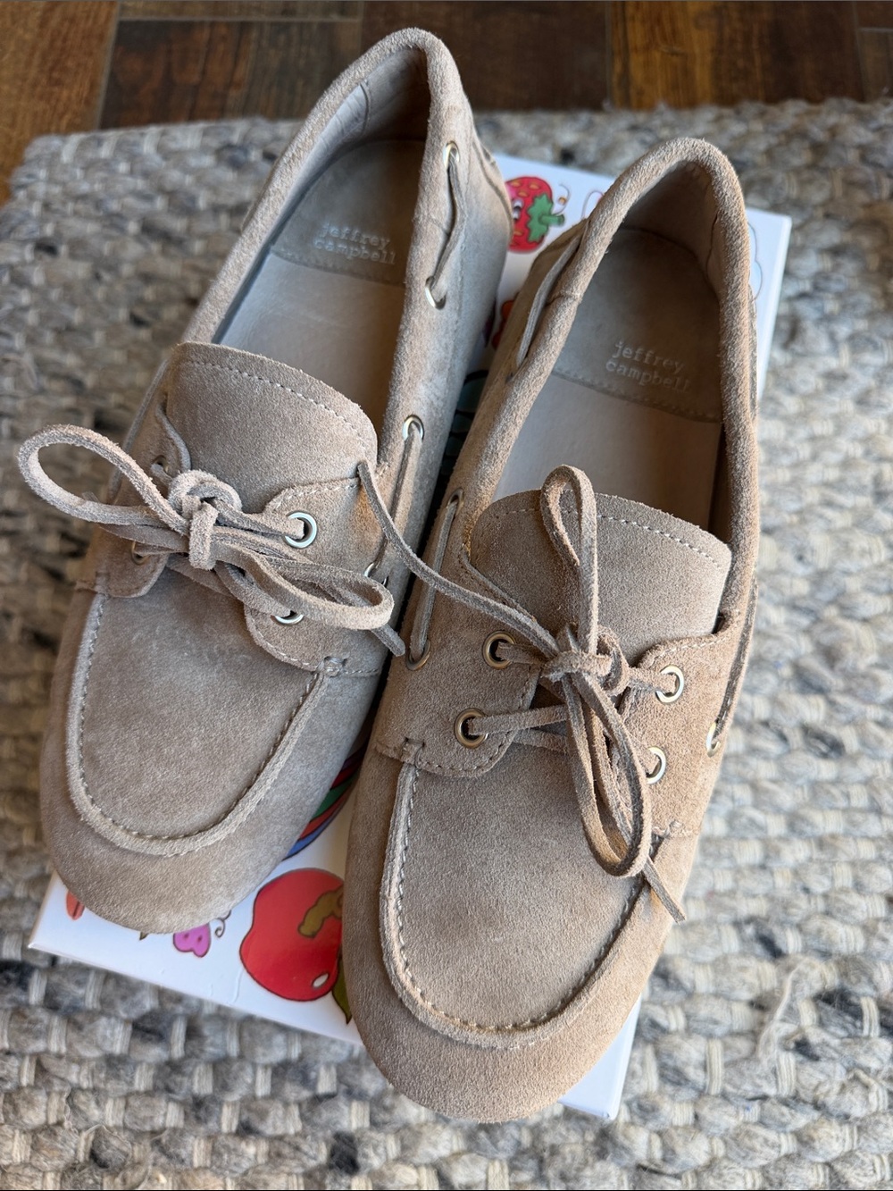 Jeffrey Campbell Suede Boat Shoes in Taupe